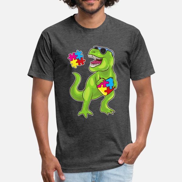 

dinosaur autism awareness heart puzzle pieces gift t shirt men create 100% cotton round neck homme sunlight building summer unique shirt