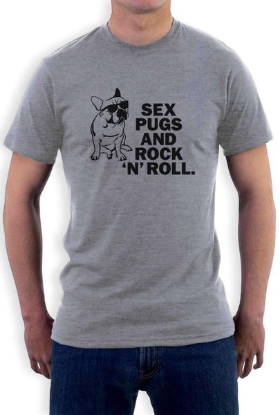 

2019 summer cotton tee shirt pugs and rock