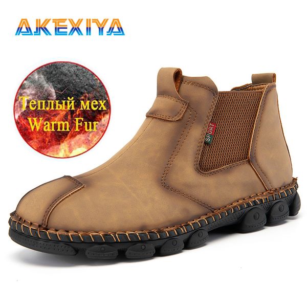 

winter men's boots plush comfortable outdoor warm men's winter boots snow retro style designer tooling, Black