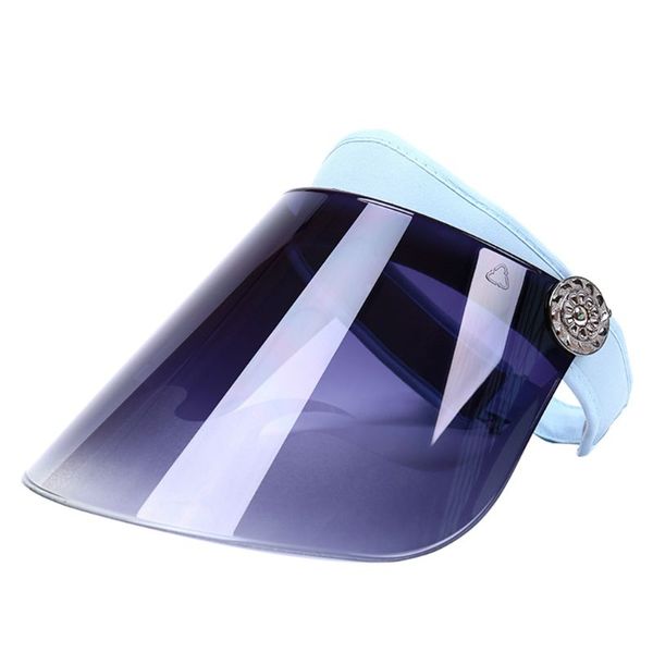 

2020 new anti-uv lens hat female empty visor cap sun hat casual summer rotating, Blue;gray