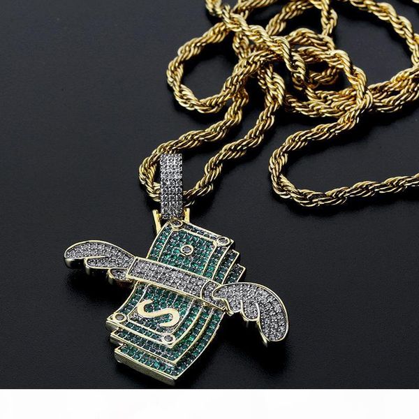 

крылатые деньги хип-хоп улица подвеска micro цирконов мужского ожерелье ювелирной индивидуальность европа и америка new hot, Silver