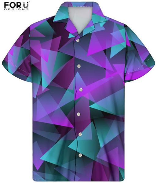 

forudesigns colorful rainbow pattern male's loose casual stand shirts hawaiian summer streetwear hombre mujer, White;black