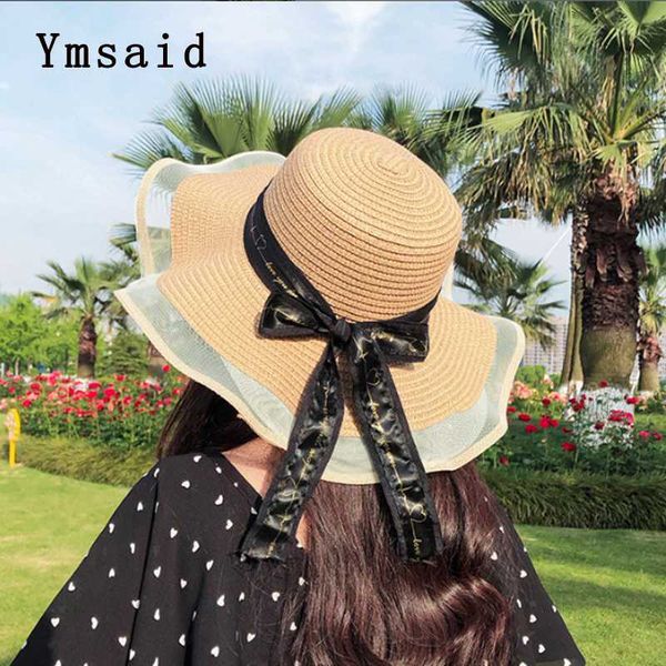 

ymsaid sun hat summer anti-uv lady wide brim hat women solid plain floppy summer straw hats for women female mesh brim beach, Blue;gray