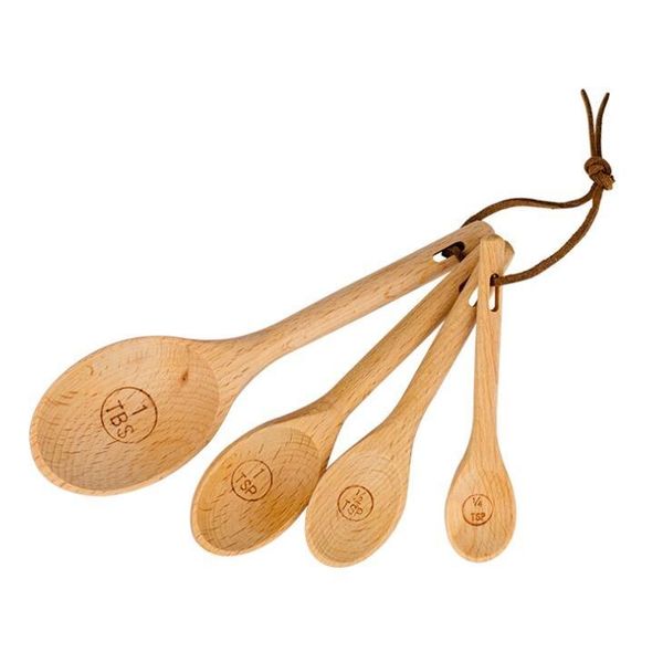 

4pcs/set beech wood measuring spoons set baking utensil tea coffee tools for kitchen wholesale lx1510