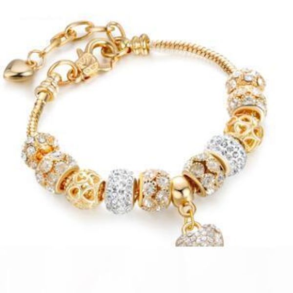 

18 19 cm luxury women designer bracelets charm beads silver pandora style bracelets as gift wedding jewelry accessories sale, Black