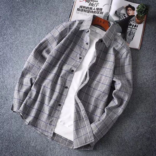 

spring and autumn long-sleeved korean version, fashion, leisure plaid men's wear trend kg-123, White;black