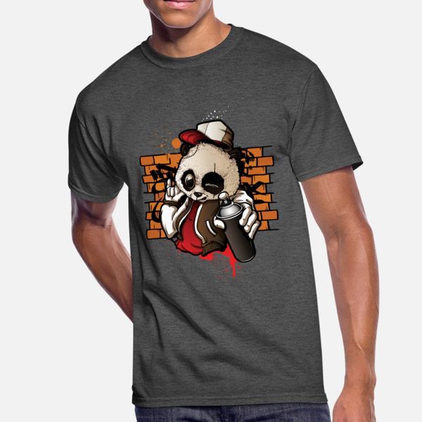 

прохладный hip hop panda hiphop граффити спрей краска тенниска людей напечатанный с коротким рукавом экипаж шеи новизна сыпучие смешной вско