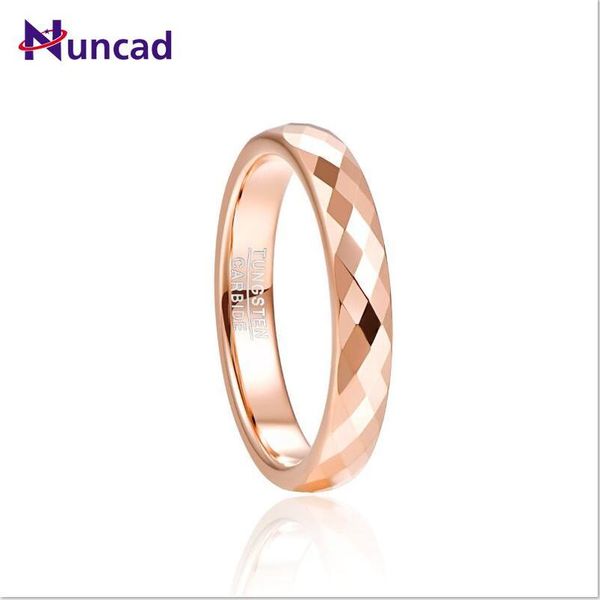 

wedding rings nuncad tungsten carbide ring 4mm width hammered finish rose gold color band for women comfort fit, Slivery;golden