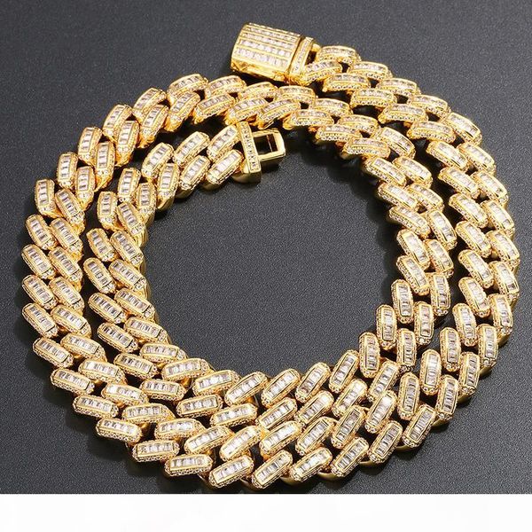 

gold silver color 13mm width 18 20 24inch cz stone cuban chain neckalce for men cubic zirconia hiphop necklace jewelry