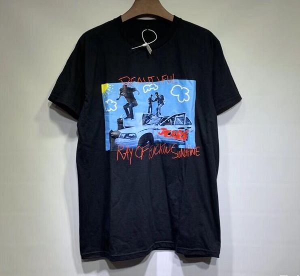 

2020ss summer new travis scott cactus jack jackboys peripheral car printed short-sleeved female male t-shirt, Black;brown