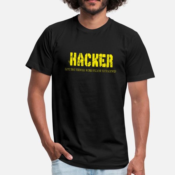 

hacker t shirt men personalized tee shirt crew neck solid color anti-wrinkle humor summer slim shirt