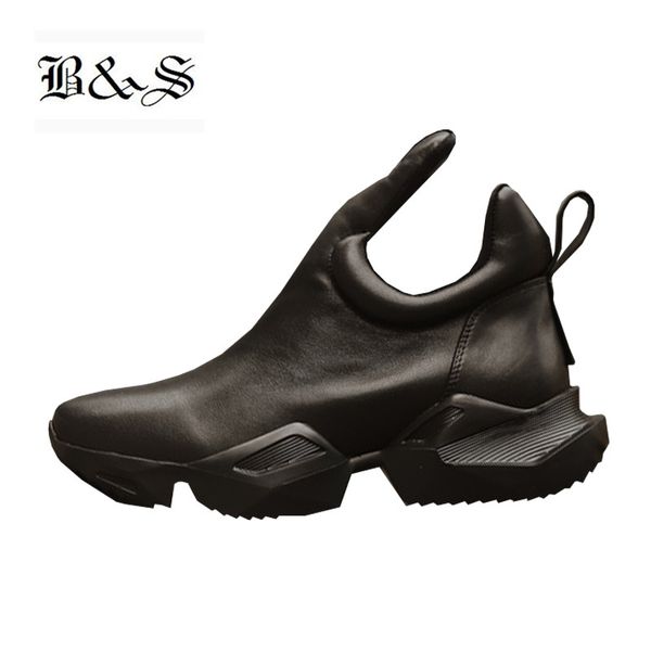 

black& street 2020 muffin bottom lightweight genuine leather black hip hop trainer men boots personalized causal street boots