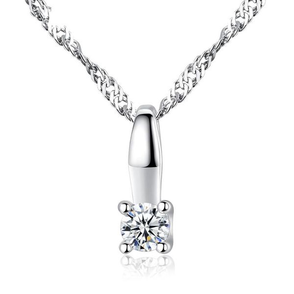 

s925 sterling silver necklace water wave chain all-match oval buckle pendant korean-style simple fashion necklace for women