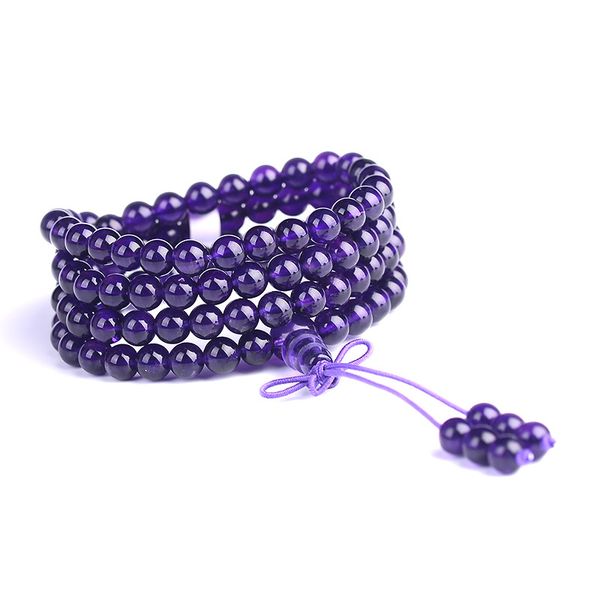 

wholesale purple natural crystal bracelets 108 round beads bracelets multi-circle men's and women's rosary jewelry, Black
