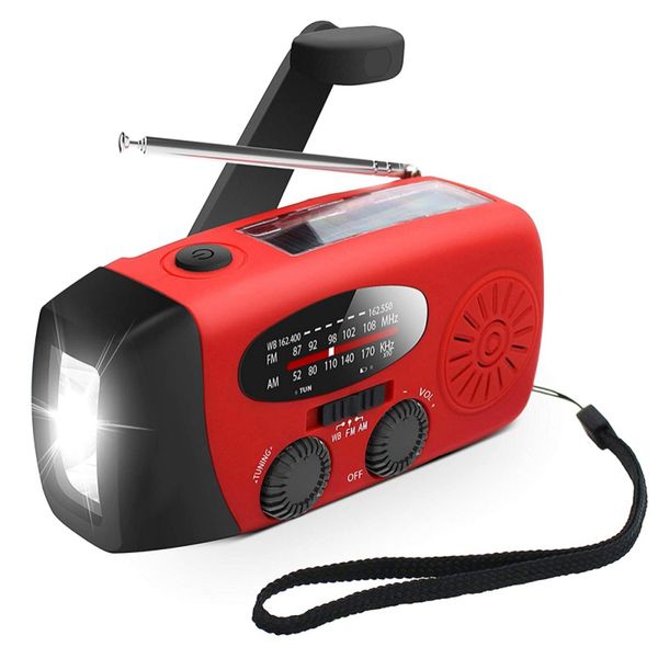 

upgraded solar hand-cranked radio dynamo am/fm/noaa weather forecast radio led charge emergency 2000mah capacity