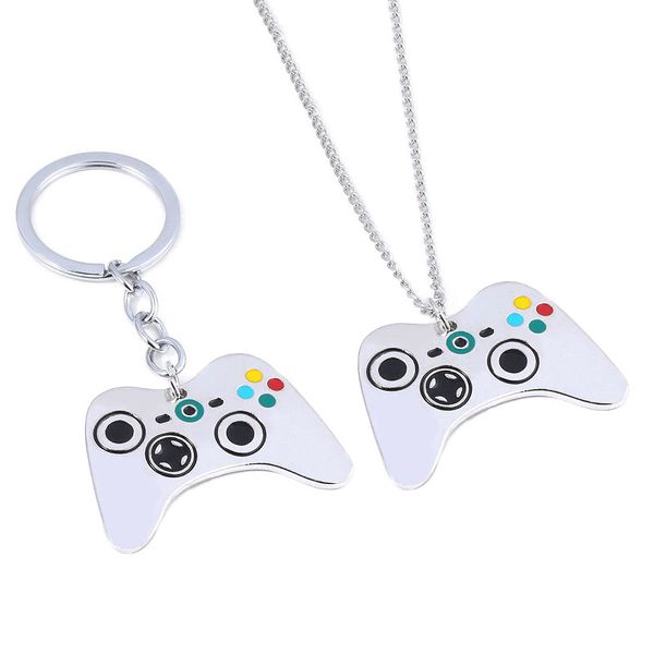 

video game controller gamepad keychain geeky boyfriend gift glass cabochon dome key chain ring for men women car keyrings, Silver