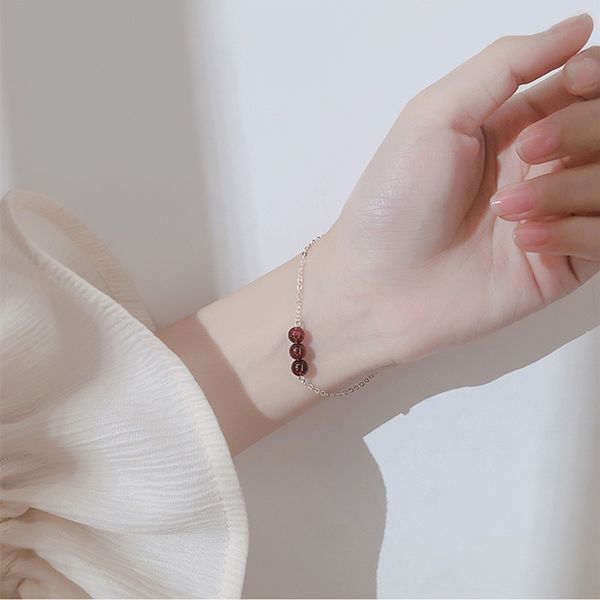 

2020 korea design simple romantic sweet moonstone garnet crystal lucky bracelet for women girls party gift, Black