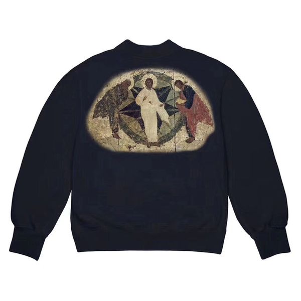 

2020 20ss jesus is king chicsgo painting sweatshirt long sleeve religion crewneck pullover men women high street hoodie sweater outdoor, Black