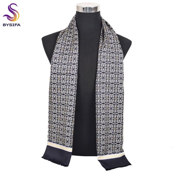 

bysifa] black pure silk мужчины шарфы printed top grade мужской natural pure silk длинный шарф шейный платок осень-зима бренда шарфы галсту, Blue;gray