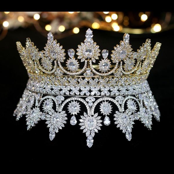

luxury european retro crown bride crown banquet wedding dress jewelry accessories a00345, Golden;silver