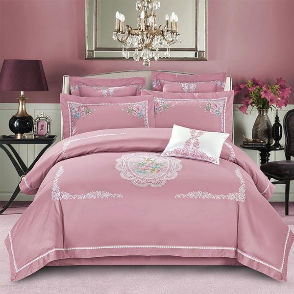 

luxury egyptain cotton bed sheets set pink purple  king oriental bedding set boho duvet cover bed cover pillowcase
