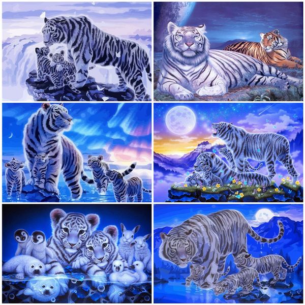 

azqsd painting by numbers animal on canvas diy 50x40cm unique gift coloring by numbers tiger home decoration wall art