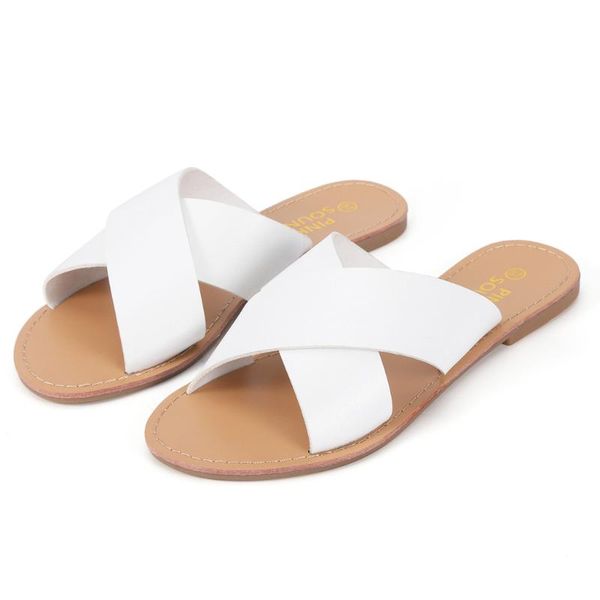 

black white slippers women fashion casual ladies simple shoes woman flat slippers roman female shoes sandalias mujer 2020 #28