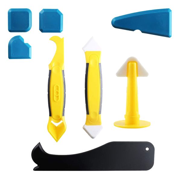 

silicone sealant spreader finishing tool kit + caulk remover and nozzle 8pcs