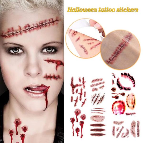 

new halloween scar tattoo stickers super realistic all kinds of wound stickers halloween decorations false wounds horror sticker