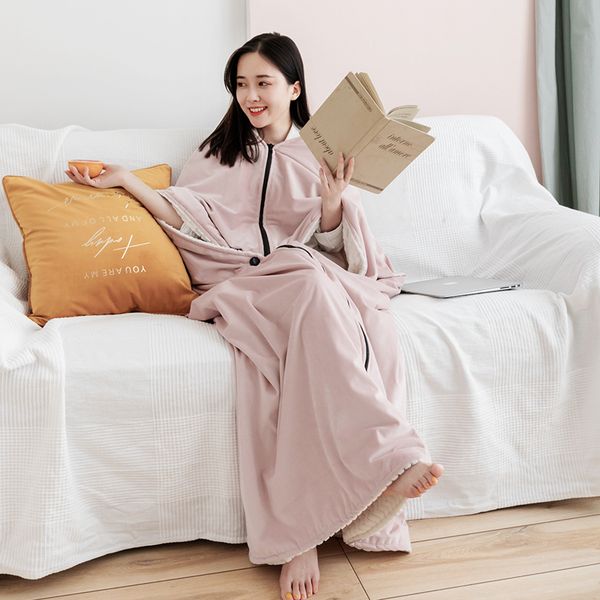 

blankets winter beibei velvet warm throw blanket wearable solid color two-sided high end embroidery design bed