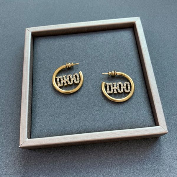 

d home 2020 new letter diamond earrings female dijia internet celebrity temperament female earring back sale, White