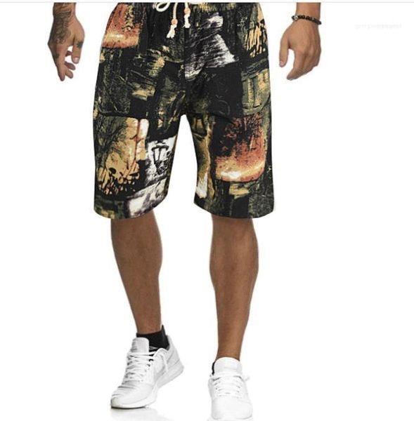 

males loose casaul clothes mens vintage floral print shorts summer designer knee length drawstring beach short, White;black