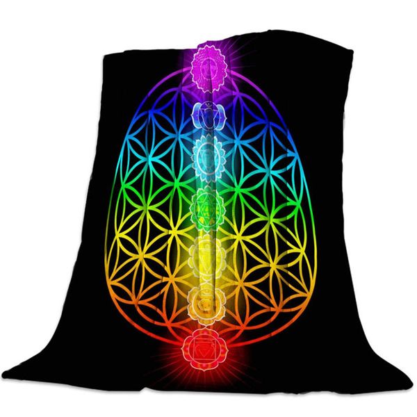

flower of life chakras spirituality yoga zen printed blanket soft comfortable velvet plush flower blankets warm sofa bed sheets 45