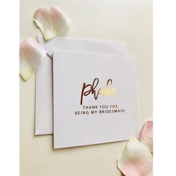 

greeting cards custom foil thank you for being my bridesmaid wedding card