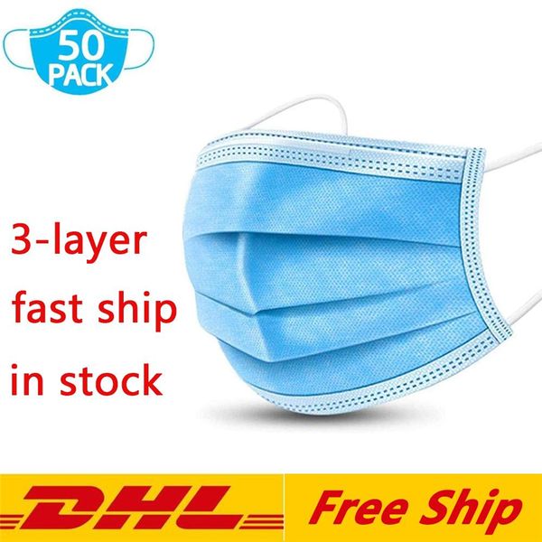 

DHL Free Shipping Disposable Masks 3ply Non-woven Face Mask Protection and Personal Health Mask with Earloop Mouth Face Sanitary Masks