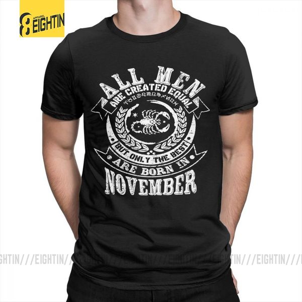 

november scorpio zodiac men birthday tees printed t-shirt man vintage short sleeve t shirt plus size round neck 100% cotton tees