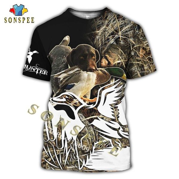 

sonspe camouflage hunting wild duck animal summer 3d print shirts horror graphic hippie men clothing