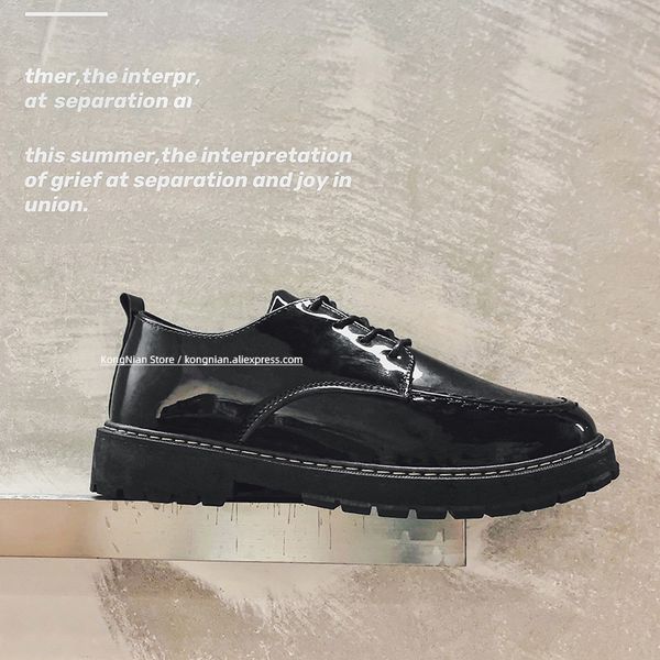 

2020 autumn men leather shoes fashion paint leather black men shoes students' usual casual teenagers