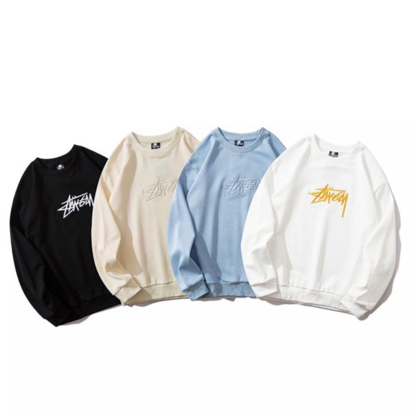 

2020 new stussy cotton fabric hoodie terry hooded pocket sweatshirt stussy terry hoodie black white blue apricot m-xxl b908