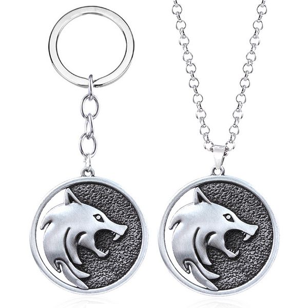 

game wizard wild hunt necklace wolf head medallion pendant geralt choker boho necklace for men cool jewelry gift, Silver