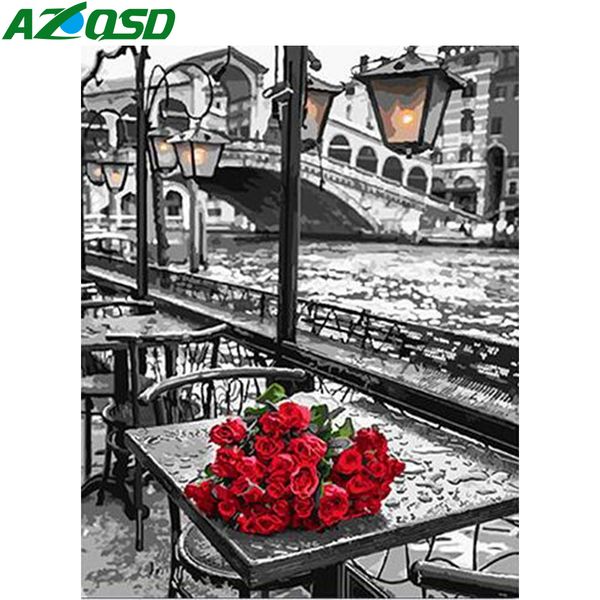 

azqsd diy coloring by numbers rose unique gift oil painting by numbers red and black series landscape decor for home