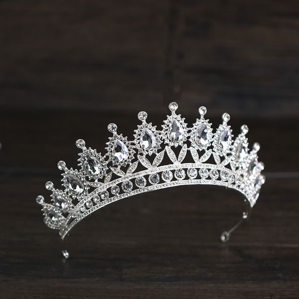 

rhinestone crystal crown silver color tiara wedding crown headband bridal hair accessories party princess bridal, Golden;silver