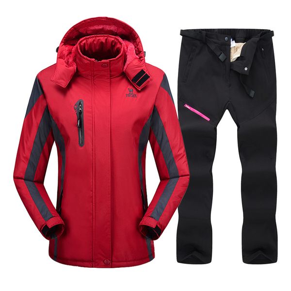 

ski suit for women winter waterproof breathable warm snowboard jacket and pants wind resistant outdoor female ski snowboard suit