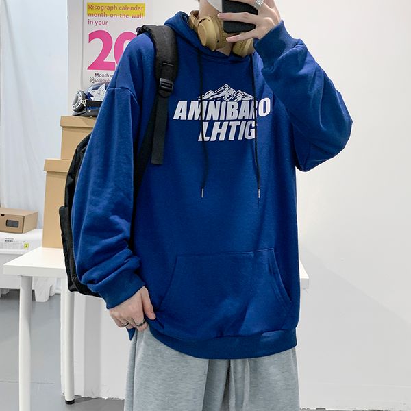 

2020 новой мужские случайные нейтральная письмо горы печать с капюшоном свитер мужских пальто, Black