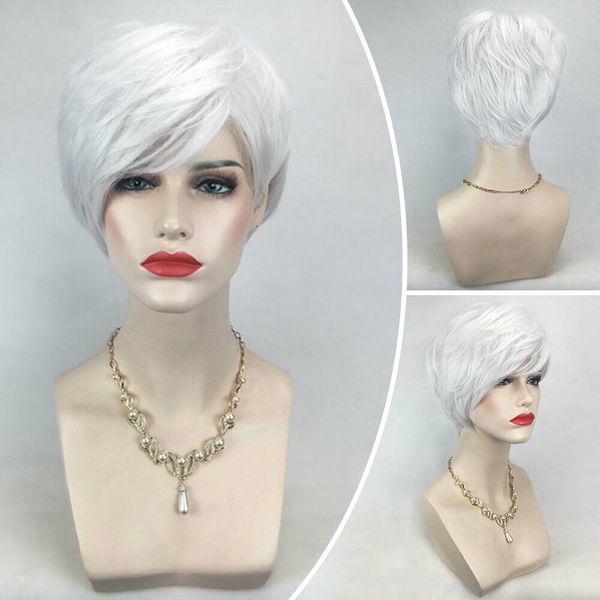 

women ombre short wig ladies real natural curly straight full hair party cosplay, Black