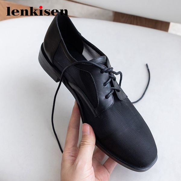 

lenkisen новое прибытие ручной сетки воздуха солнцезащитный крем рекомендуется круглый носок низкий квадратные каблуки зашнуровать ежедневно, Black