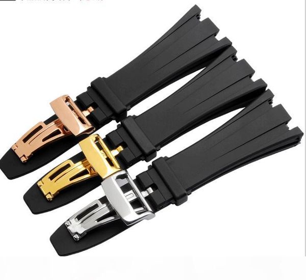 

silicone rubber watch strap bracelet wristband sport watche band 28mm watchband for ap watches wristwatches belt screw, Black;brown