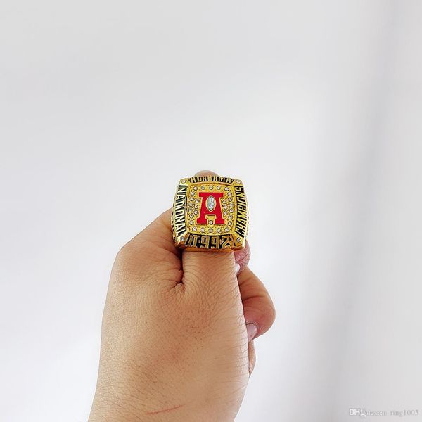 

2020wholesale 1992 alabama crimson tide national championship ring souvenir men fan gift drop shipping, Golden;silver