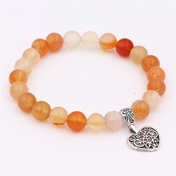 

dgw hollow lovely heart pendants beaded bracelet handmade bracelets plated matte onyx antique lovejewelry 8mm stone, Golden;silver