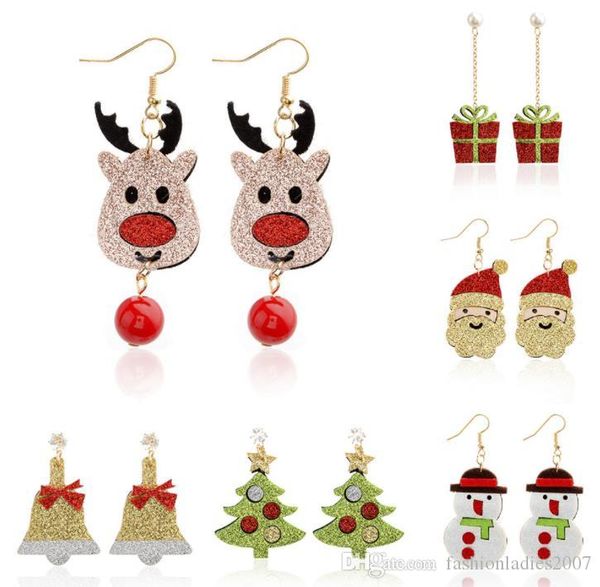 

christmas earrings new style santa claus snowman deer bell christmas tree dangle earring jewelry accessories christmas gifts for women girls, Silver